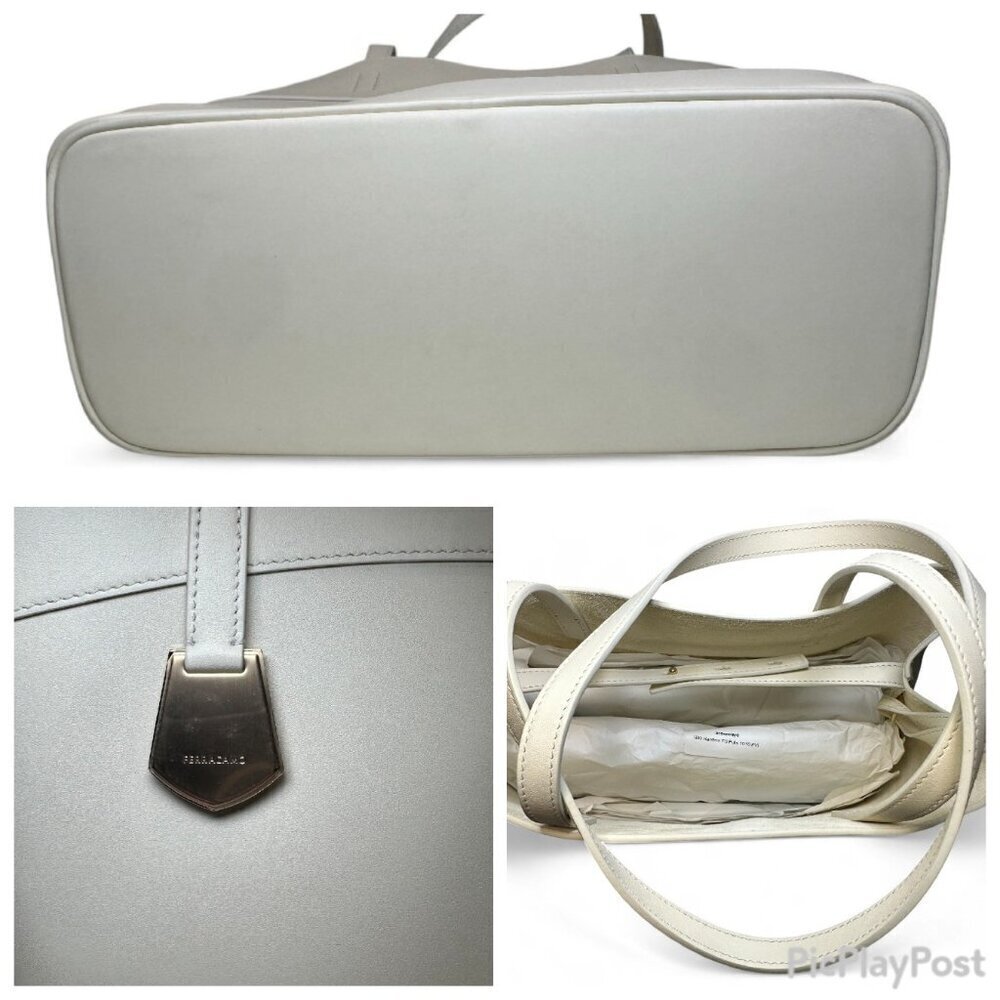 SALVATORE FERRAGAMO Charming Small Leather Tote, Mascarpone, NWT - Picture 16 of 16